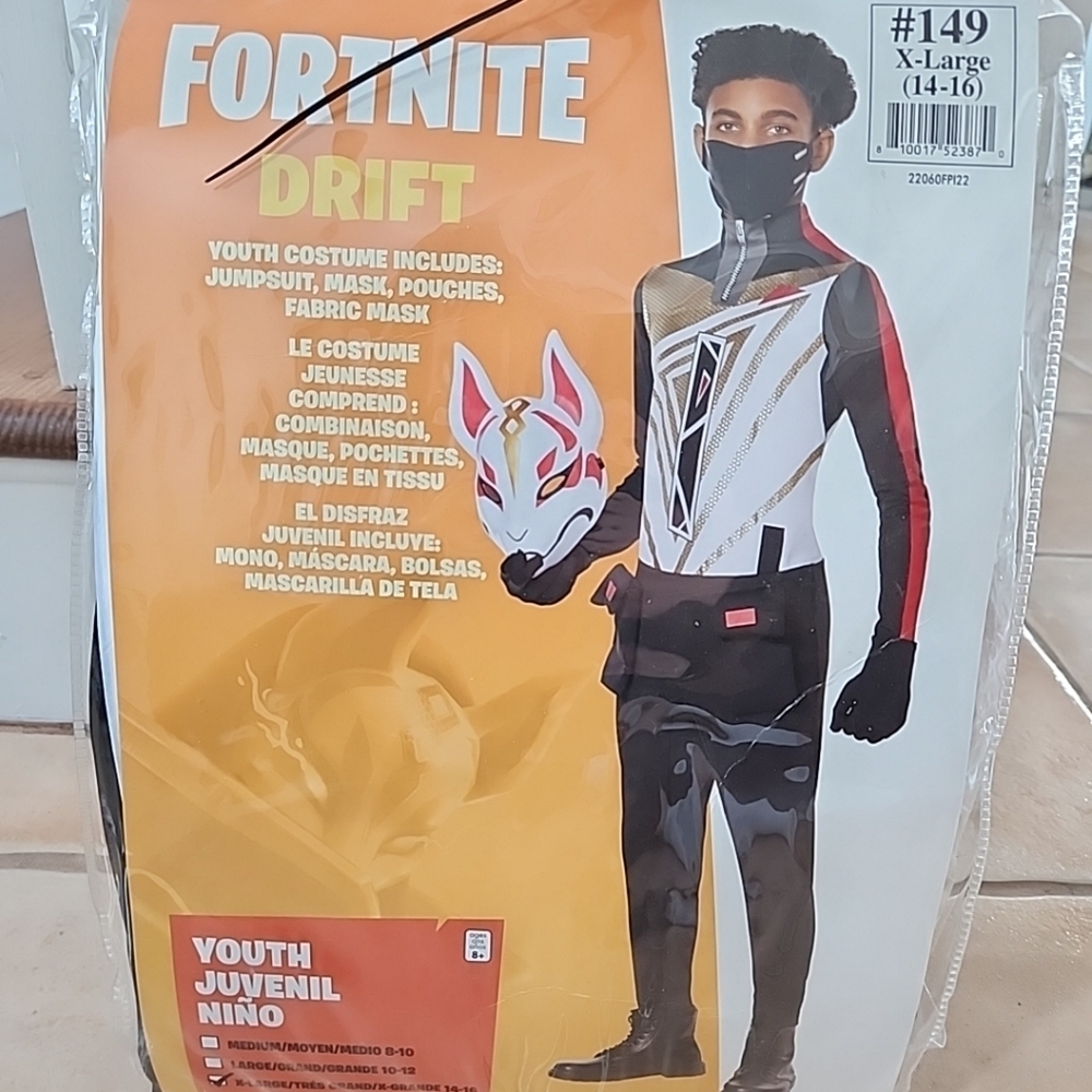 Fortnite Drift Youth XL Costume, New
